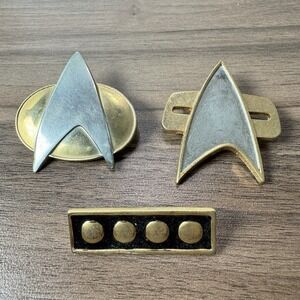Set Of 3 Vtg Par-Pic 1994-95 Hollywood Star Trek Voyager Communicator Metal Pins